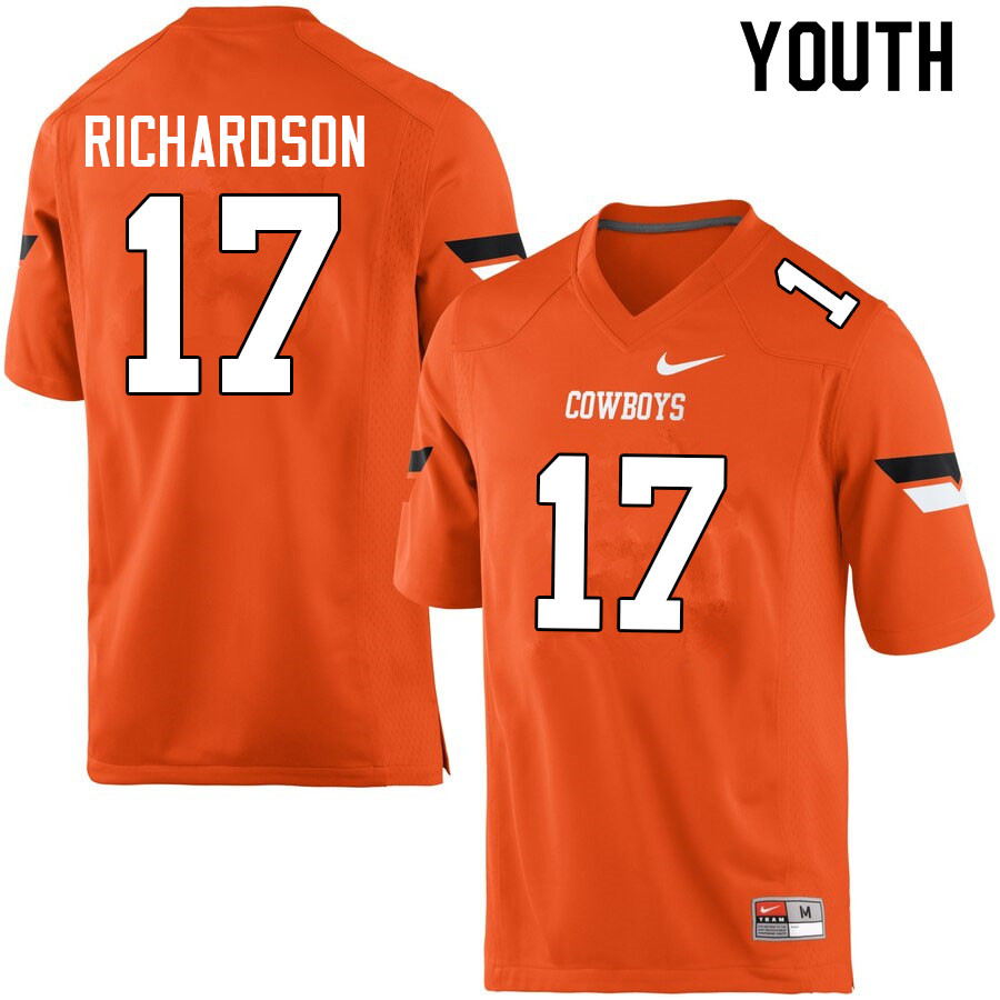 Youth #17 John Paul Richardson Oklahoma State Cowboys College Football Jerseys Sale-Orange - Click Image to Close